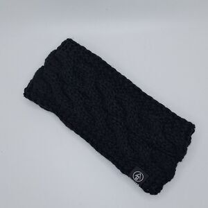 Black Cable Knit Headband Wide Head Ear Cover